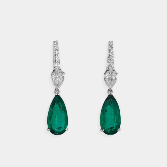 Orecchini Oro Diamanti Smeraldi OR001 Earrings Gold Diamonds Emeralds
