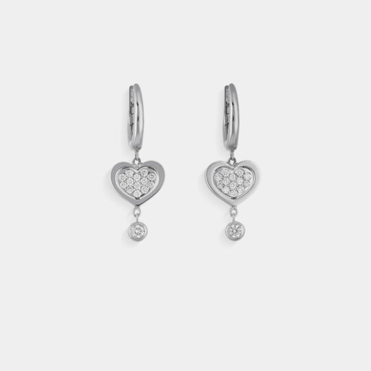 Orecchini Cuore oro diamanti OR005 Earrings heart gold diamond