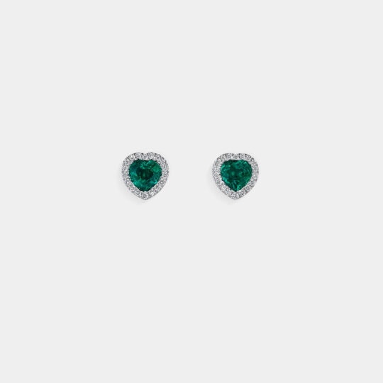 Orecchini oro Cuore smeraldo OR008 Heart earrings gold emeralds