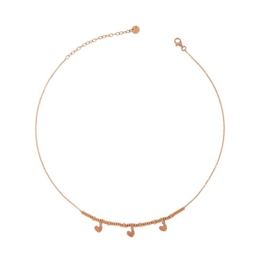 Rue Des Mille Girocollo Micro Anelli e 3 Cuori Choker