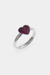 Anello Cuore Oro Bianco Rubini