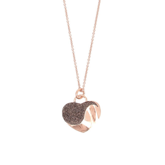 Collana cuore metà bronzo pesavento argento oro rosa