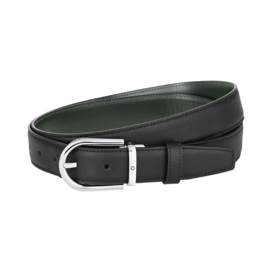 Cintura montblanc uomo pelle nera verde 128758