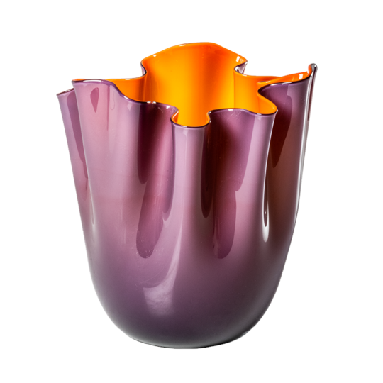 Vaso Venini Fazzoletto Indaco Viola Arancio