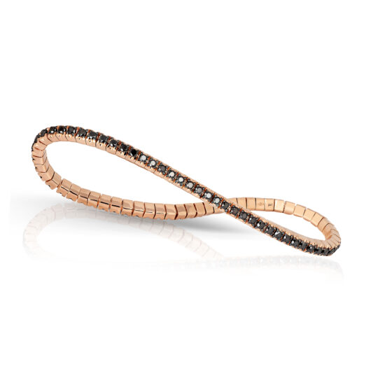 Bracciale Tennis Uomo Oro Rosso Diamanti Neri