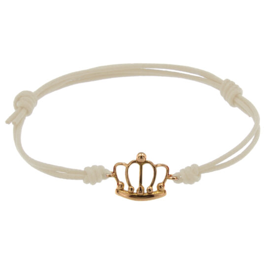 Bracciale corona oro rosa cordino bianco marco gerbella