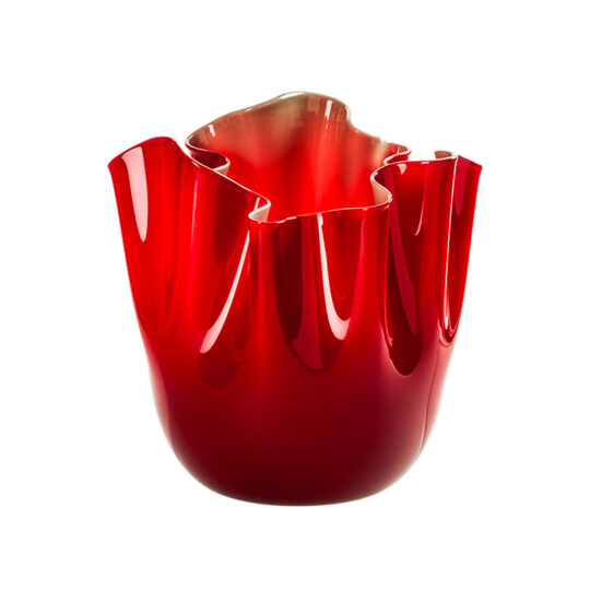 Venini Vase Fazzoletto Opal Red Apple Green 700.02