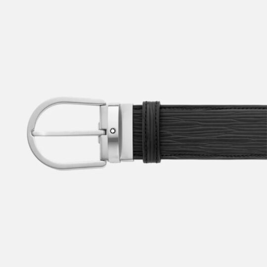 Montblanc Horseshoe Buckle Printed Black 40 mm Leather Belt - MB131172 - Image 2