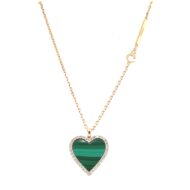 girocollo donna oro rosa pendente cuore malachite e diamanti